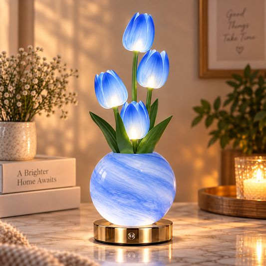 Bloomora Tulip Glow™ — 3-Color Rechargeable LED Flower Lamp